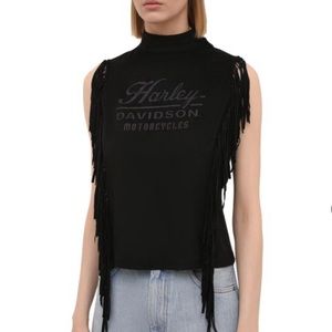 Harley-Davidson Fringed Faux Suede Sleeveless Top